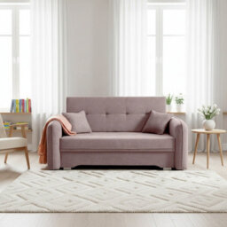 Amerykanka Laine 3 Pink Functional Sleeper Sofa With Storage And Stylish Cushions - thumbnail 1