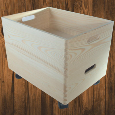 Woodeedoo 2 Tier Shallow Wooden Storage Box Set On Wheels Stackable Wide Diy Pine Crates Shelf Kitchen Organisation 40X30X31.5 Cm - image 1