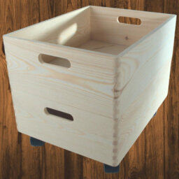 Woodeedoo 2 Tier Shallow Wooden Storage Box Set On Wheels Stackable Wide Diy Pine Crates Shelf Kitchen Organisation 40X30X31.5 Cm - thumbnail 7
