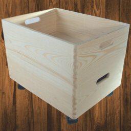 Woodeedoo 2 Tier Shallow Wooden Storage Box Set On Wheels Stackable Wide Diy Pine Crates Shelf Kitchen Organisation 40X30X31.5 Cm - thumbnail 1