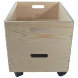 Woodeedoo 2 Tier Shallow Wooden Storage Box Set On Wheels Stackable Wide Diy Pine Crates Shelf Kitchen Organisation 40X30X31.5 Cm - thumbnail 3