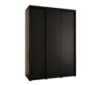 Arte Stylish Black Sliding Wardrobe H2050mm W1700mm D600mm With Customisable Black Steel Handles - image 1