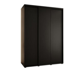 Arte Stylish Black Sliding Wardrobe H2050mm W1700mm D600mm With Customisable Black Steel Handles