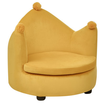 Beliani Kids Chair Crown Vega Velvet Yellow - image 1