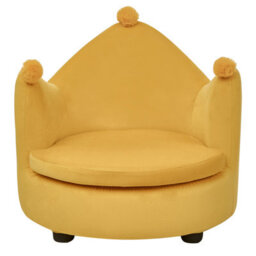 Beliani Kids Chair Crown Vega Velvet Yellow - thumbnail 4