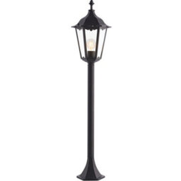 Outdoor Lamp Post Lantern Bollard Light Matt Black & Glass 1M Tall Garden Led