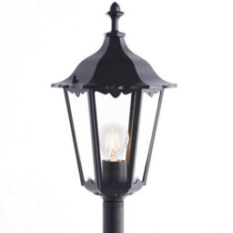 Outdoor Lamp Post Lantern Bollard Light Matt Black & Glass 1M Tall Garden Led - thumbnail 4