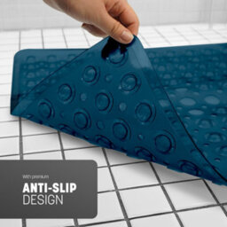Keplin Non-Slip Rubber 54X54Cm Shower Mat, 200 Suction Cups, Bpa, Latex Free, Machine Washable, Dark Blue - thumbnail 5