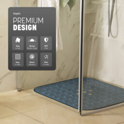 Keplin Non-Slip Rubber 54X54Cm Shower Mat, 200 Suction Cups, Bpa, Latex Free, Machine Washable, Dark Blue - thumbnail 3