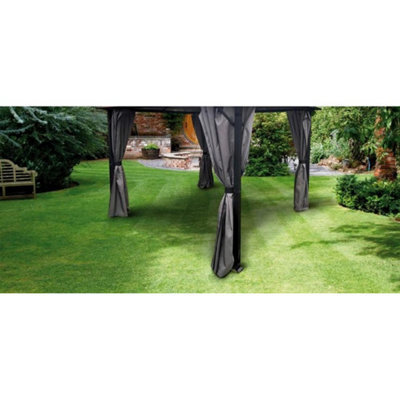 Glendale Garden & Leisure 2.5M Replacement Curtain Side Panels With Tie-Backs For Peninsula Gazebo (Set Of 4) - Polycarbonate - Grey