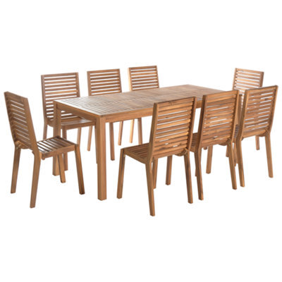 Beliani Garden Dining Set 8 Seater Ombriano Certified Acacia Wood Light Brown - image 1