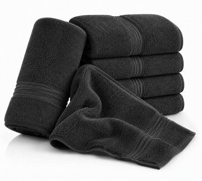 Nod Off Luxury Face Cloth 30X30Cm - 500Gsm 100% Egyptian Ring Spun Cotton - Super Soft Highly Absorbent - Charcoal - Pack Of 4