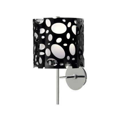 Luminosa Lighting Luminosa Lupin Wall Lamp E27, Gloss Black/white Acrylic/polished Chrome, Cfl Lamps Included - image 1