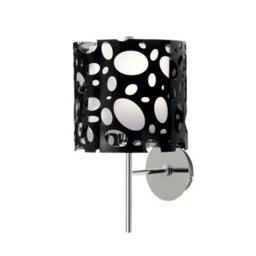 Luminosa Lighting Luminosa Lupin Wall Lamp E27, Gloss Black/white Acrylic/polished Chrome, Cfl Lamps Included