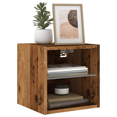 Walplus Tv Wall Cabinet With Led Lights Old Wood 30X28.5X30 Cm - image 1