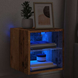 Walplus Tv Wall Cabinet With Led Lights Old Wood 30X28.5X30 Cm - thumbnail 7