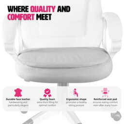 Tectake Office Chair Zulu - Desk Chair Computer Chair - White - thumbnail 8