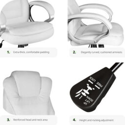 Tectake Office Chair Zulu - Desk Chair Computer Chair - White - thumbnail 3