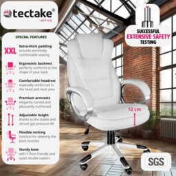 Tectake Office Chair Zulu - Desk Chair Computer Chair - White - thumbnail 2