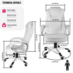 Tectake Office Chair Zulu - Desk Chair Computer Chair - White - thumbnail 6