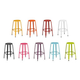 Orsina Red Metal Disc Stool, Light Weight And Durable Counter Height Bar Stools, Modern Kitchen Stool With Footrest - thumbnail 2