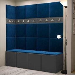 Orion Ii Hallway Set Graphite Shoe Cabinet Hangers Blue Panels - thumbnail 2