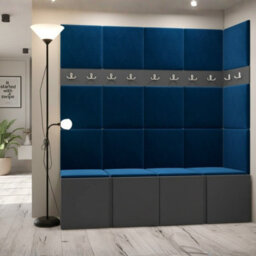 Orion Ii Hallway Set Graphite Shoe Cabinet Hangers Blue Panels