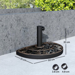 9Kg Half Round Resin Parasol Base 50Cm Garden Umbrella Stand 31X50X32Cm - thumbnail 2