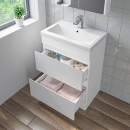 Affine Modern 600mm Bathroom Soft Close Drawer Vanity Unit Basin Toilet Wc Gloss White - thumbnail 4