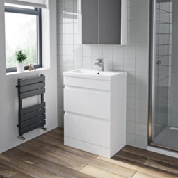 Affine Modern 600mm Bathroom Soft Close Drawer Vanity Unit Basin Toilet Wc Gloss White - thumbnail 2