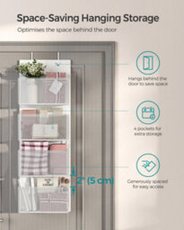 LEDREM Over-Door Storage Organiser, Hanging Storage With 4 Compartments, Wardrobe Storage Organiser, For Bedroom, Office - thumbnail 3