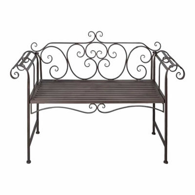 Berkfield Elegant Garden Bench 132 Cm Steel Antique Brown - image 1