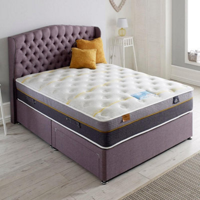 Divan Base Direct Dura Beds Cloud Lite Splendour 3500 Pocket Sprung Gel Foam Divan Bed Set 4Ft6 Double 4 Drawers- Naples Lilac - image 1