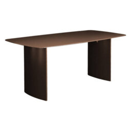 Sweeek - Dining Table With Tempered Glass Top, Sandblasted Finish, Seats 8 Brown 180X90X76 Cm - Lior - thumbnail 2