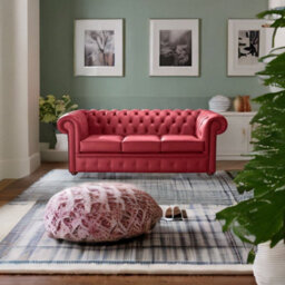 Chesterfield 3 Seater Shelly Cherry Leather Sofa Bespoke In Classic Style - thumbnail 2