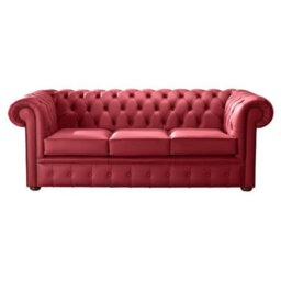 Chesterfield 3 Seater Shelly Cherry Leather Sofa Bespoke In Classic Style - thumbnail 1