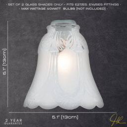 Happy Homewares Pair Of Frosted And Clear Glass Shades With Floral Design For E14 And E27 - thumbnail 6