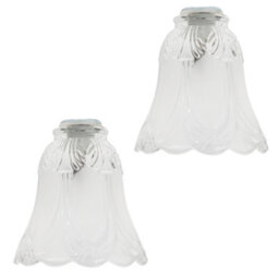 Happy Homewares Pair Of Frosted And Clear Glass Shades With Floral Design For E14 And E27 - thumbnail 1