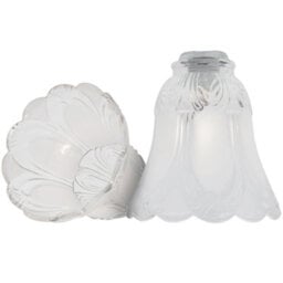 Happy Homewares Pair Of Frosted And Clear Glass Shades With Floral Design For E14 And E27 - thumbnail 2