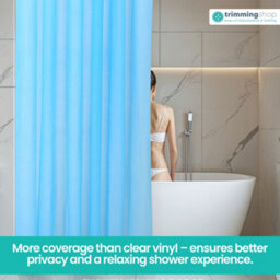 Neel Blue Shower Curtain With Hooks, Water-Resistant Vinyl Fabric, 180Cm X 180Cm Blue - thumbnail 7