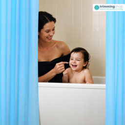 Neel Blue Shower Curtain With Hooks, Water-Resistant Vinyl Fabric, 180Cm X 180Cm Blue - thumbnail 6