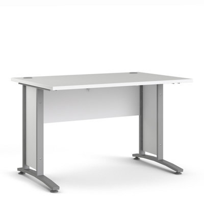 Furniture To Go Prima Desk 120 Cm In White With Silver Grey Steel Legs - image 1
