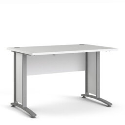 Furniture To Go Prima Desk 120 Cm In White With Silver Grey Steel Legs