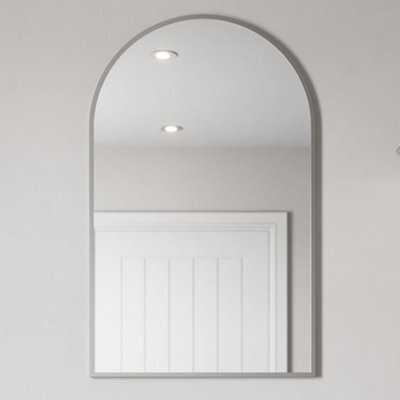 Aveli 500 X 800mm Chrome Wall Mounted Bathroom Mirror Framed Modern Arched Design - image 1