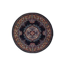 Melrose Colorama Traditional Design Navy Round Area Livingroom Rug 120Cm - thumbnail 1