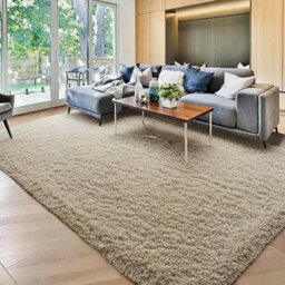 Loomed Beige Cream Shaggy Rug Soft Fluffy Pile Living Room Area Mat - 230 X 160Cm - thumbnail 2