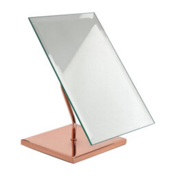 Orsina Bevelled Glass Rose Gold Table Mirror, Iron Mirror,  Small Table Mirror, Shaving Mirror For Daily Grooming