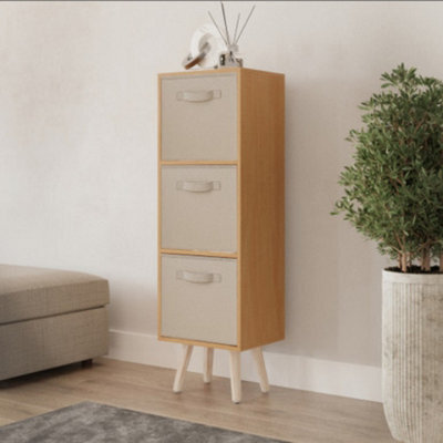 Urbn-Living Beech 3-Tier 3-Drawer Cube Shelving Unit With Scandinavian Legs - image 1