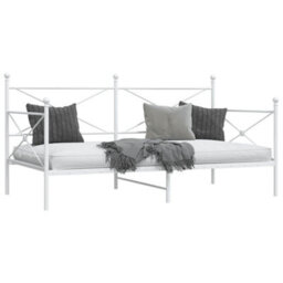 Berkfield Day Bed Without Mattress White 107X203 Cm Steel - thumbnail 4