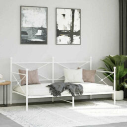 Berkfield Day Bed Without Mattress White 107X203 Cm Steel - thumbnail 3